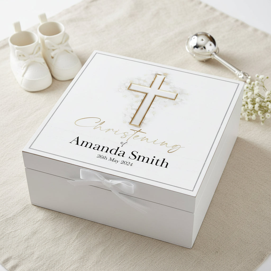 Personalised Christening Keepsake Box Gift With Vintage Finish Keepsake Boxes ukgiftstoreonline