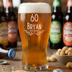 Engraved Personalised Birthday Pint Beer Glass Gift with Emblem personalised beer glasses ukgiftstoreonline