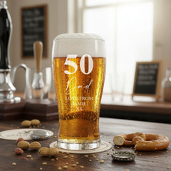Engraved Personalised 50th Birthday Signature Pint Beer Glass Gift Boxed personalised beer glasses ukgiftstoreonline