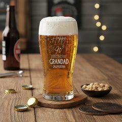 90th Birthday Personalised Beer Glasses Gift for Him with Star Design personalised beer glasses ukgiftstoreonline