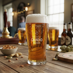 90th Birthday Personalised Beer Glasses Gift for Him with Star Design personalised beer glasses ukgiftstoreonline
