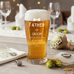 Personalised Father of The Groom 1 Pint Tulip Beer Glass Gift personalised beer glasses ukgiftstoreonline