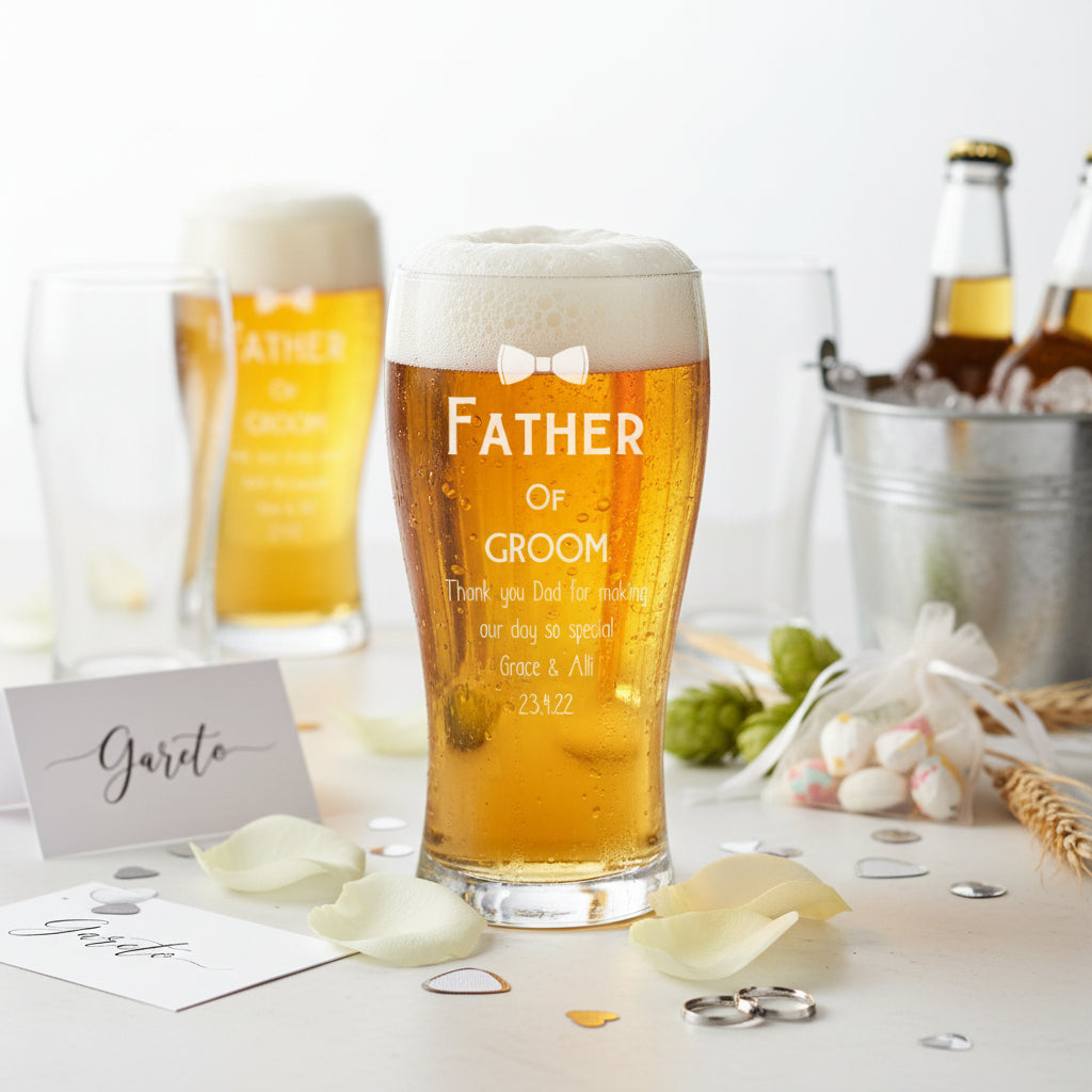 Personalised Father of The Groom 1 Pint Tulip Beer Glass Gift personalised beer glasses ukgiftstoreonline