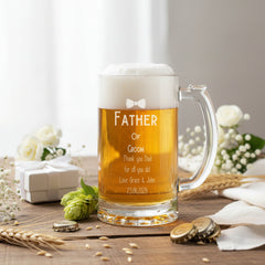 Personalised Engraved Father of The Groom Beer Glass With Gift Box personalised beer glasses ukgiftstoreonline