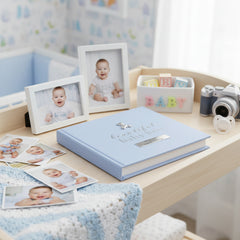 PERSONALISED BABY BOY PHOTO ALBUM 50 PICTURES BLUE AND SILVER Baby Photo Album ukgiftstoreonline