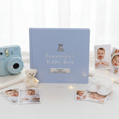 PERSONALISED BABY BOY PHOTO ALBUM 50 PICTURES BLUE AND SILVER Baby Photo Album ukgiftstoreonline
