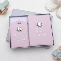 Personalised Debossed Baby Girl Passport Cover and Luggage Tag Holder Gift Baby Product ukgiftstoreonline