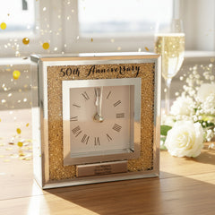 Personalised 50th Wedding Anniversary Crystal Glass Clock Gift Personalised Crystal Glass ukgiftstoreonline