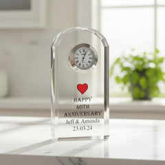 Personalised 40th Wedding Anniversary Crystal Glass Clock Gift Personalised Crystal Glass ukgiftstoreonline