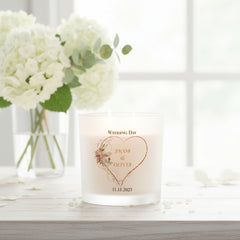 Personalised Large Double Wick Wedding Candle Gift With Rose Gold Heart personalised Candle Lights ukgiftstoreonline
