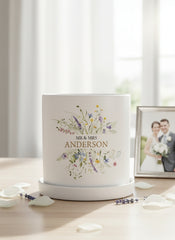 Personalised Wedding Plant Pot – Handcrafted Terracotta Planter With Floral Design ukgiftstoreonline