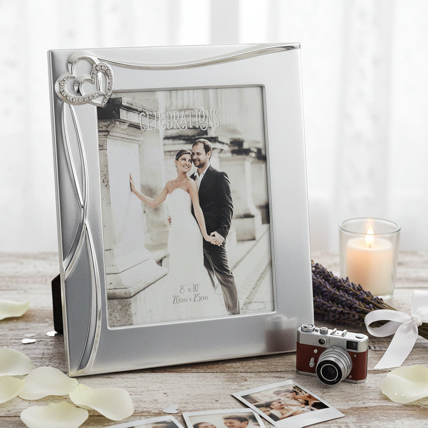 Silver Plated Wedding Frame | Crystal Embellished 8x10 Photo Frame photo frame ukgiftstoreonline