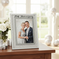 25th Silver Wedding Anniversary Crystal Border 5 x 7 Photo Frame Gift Anniversary Photo Frame ukgiftstoreonline