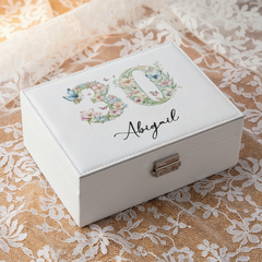 Personalised 30th Birthday Jewellery Box Gift For Her With Butterflies and Flowers