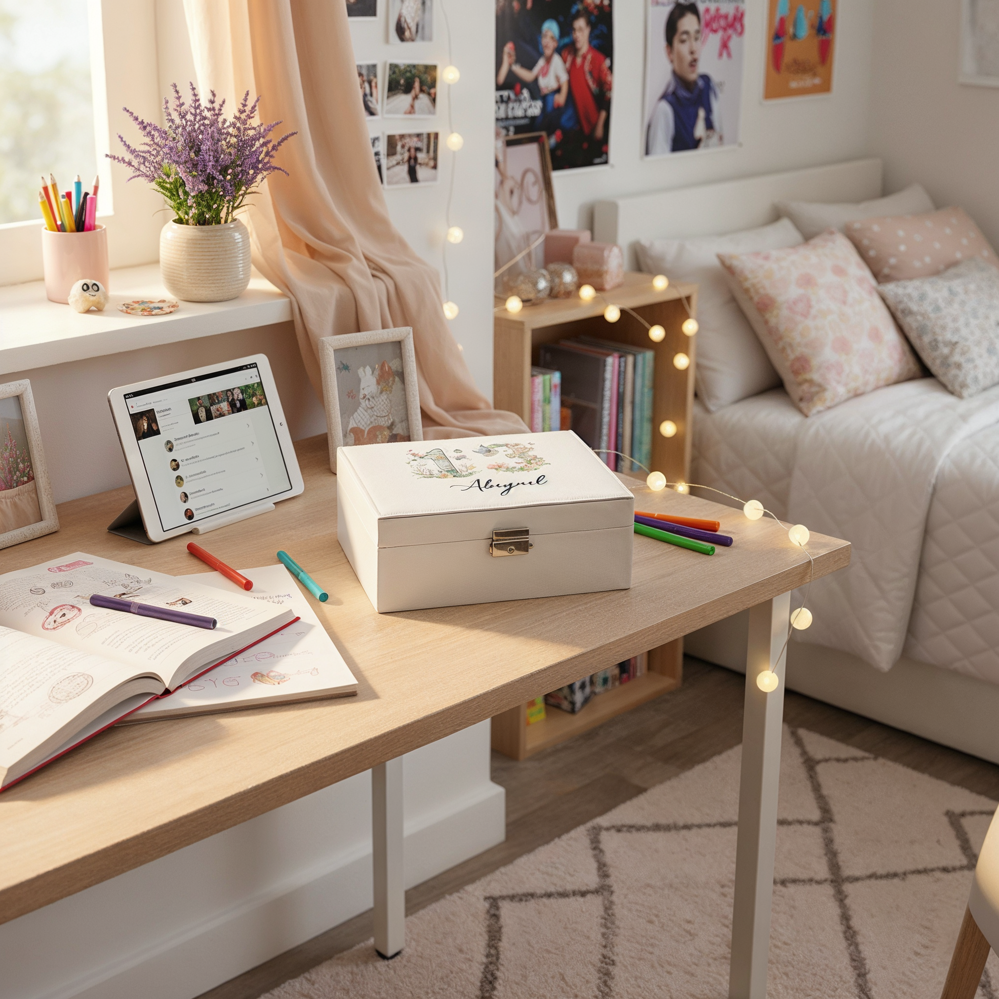 Personalised 13th Birthday Jewellery Box Gift For Her With Butterflies and Flowers