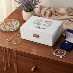 Personalised 13th Birthday Jewellery Box Gift For Her With Butterflies and Flowers