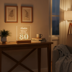 Personalised 80th birthday Gift For Her LED Light With Flowers and Butterflies