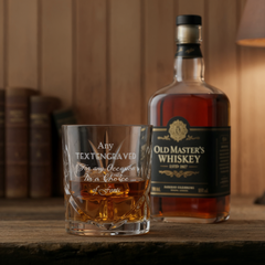 Customised Bespoke Personalised Crystal Cut Whisky Glass Any Text Engraved