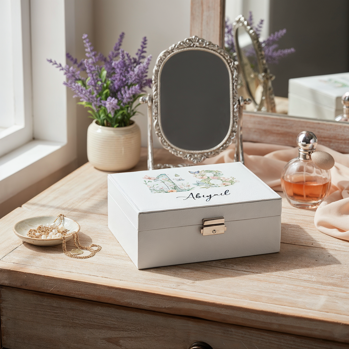 Personalised 18th Birthday Jewellery Box Gift For Her With Butterflies and Flowers