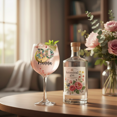 Personalised 80th Birthday Cocktail Gin Glass Gift For Her With Flowers and Butterflies