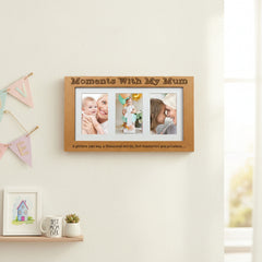Moments With Mum Engraved Wooden Triple picture photo frame for Mothers Day Birthday or Christmas Mum Photo Frame ukgiftstoreonline