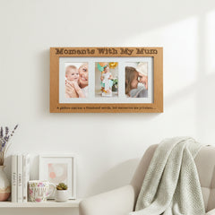 Moments With Mum Engraved Wooden Triple picture photo frame for Mothers Day Birthday or Christmas Mum Photo Frame ukgiftstoreonline