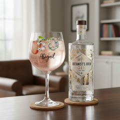 Personalised 50th Birthday Cocktail Gin Glass Gift For Her With Flowers and Butterflies
