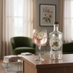 Personalised 50th Birthday Cocktail Gin Glass Gift For Her With Flowers and Butterflies