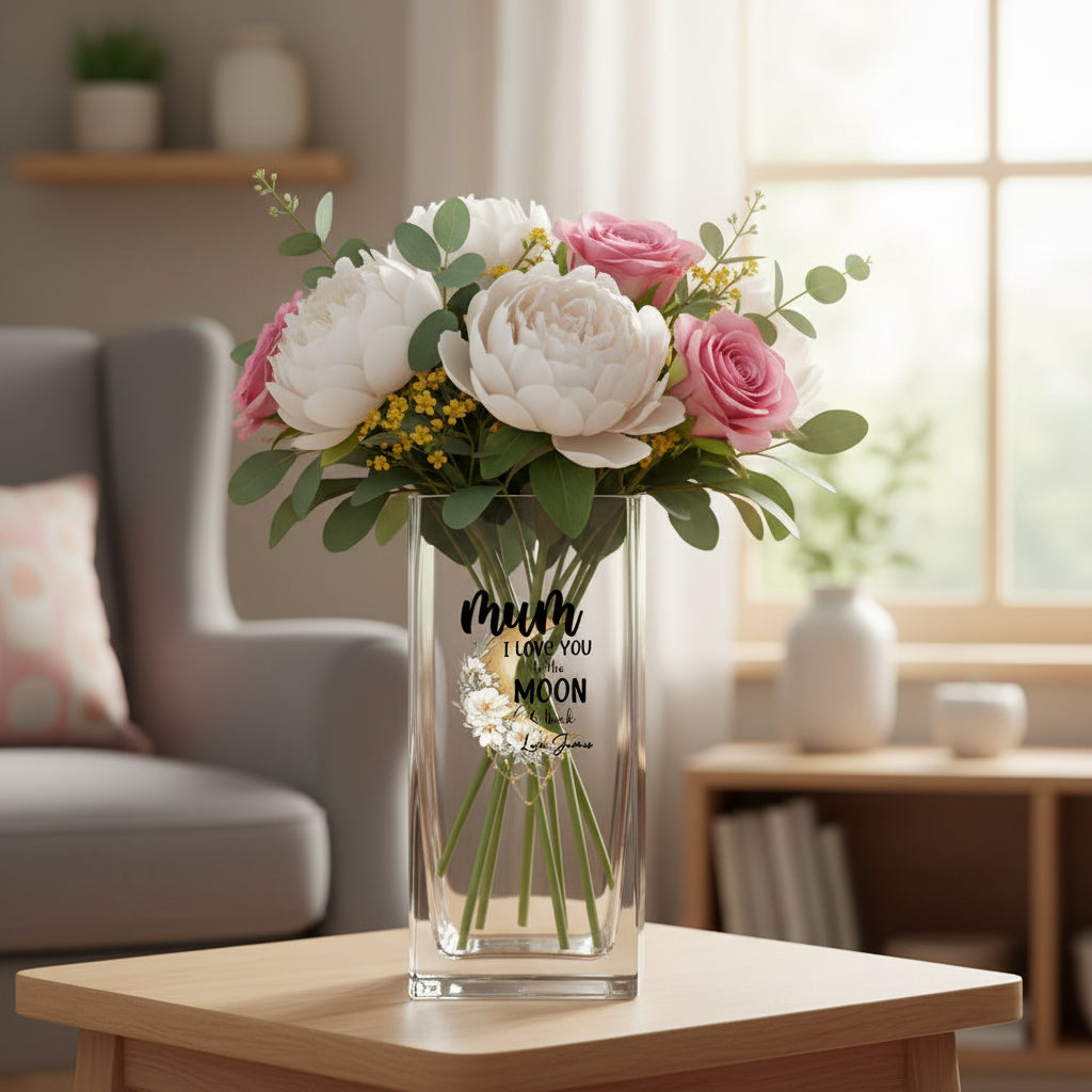 Personalised Mum Flower Vase Gift Love You To The Moon and Back Loving Memory Remembrance ukgiftstoreonline
