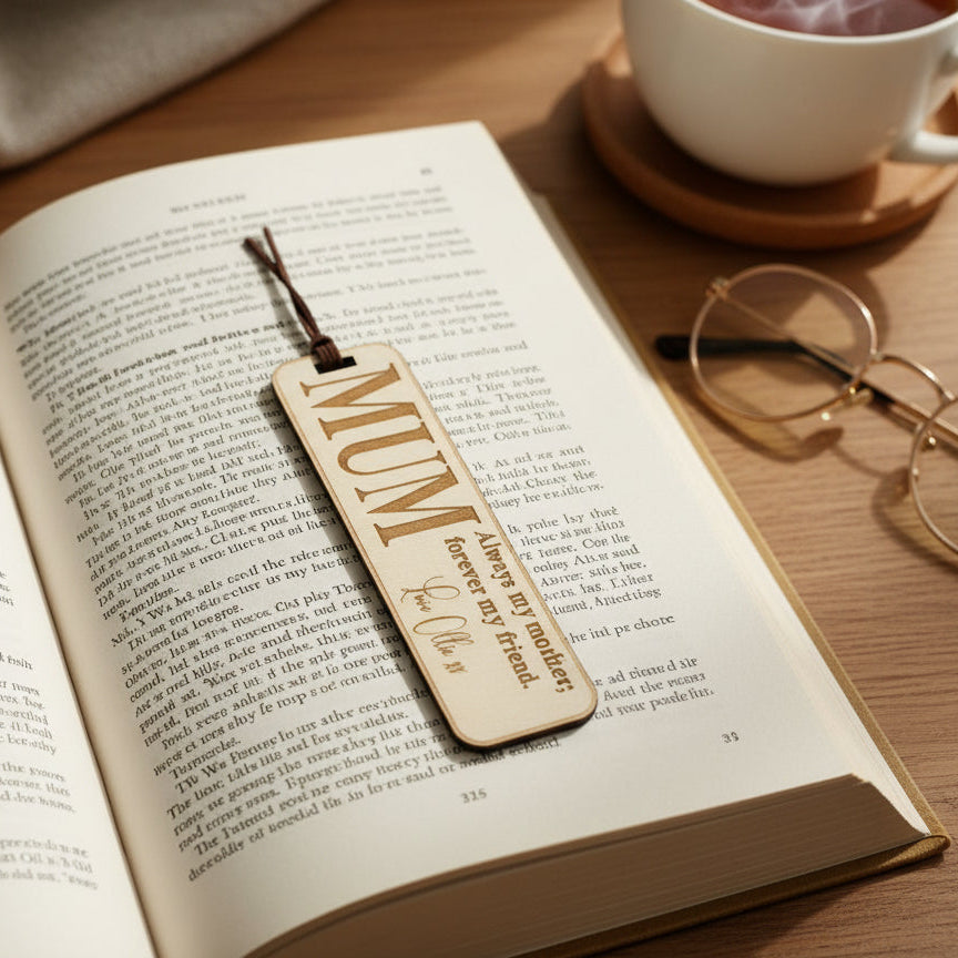 Personalised Mum Gift Engraved Wooden Bookmark with Sentiment Personalised Bookmark ukgiftstoreonline