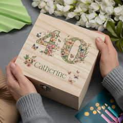 Personalised 40th Birthday Gift For Her Keepsake Memory Box With Butterflies and Flowers Keepsake Memory Box ukgiftstoreonline