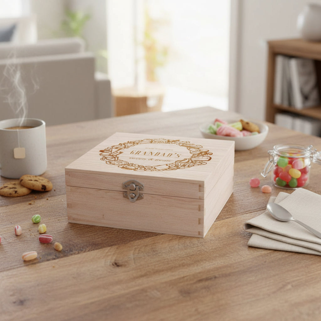 Personalised Sweets and Treats Engraved Wooden Box Personalised Gifts ukgiftstoreonline
