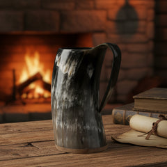 Handcrafted Viking Horn Mug with Handle: Norse Mead Cup 500-700ml