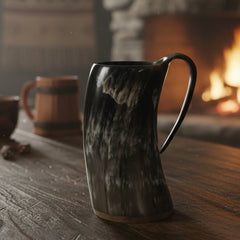 Handcrafted Viking Horn Mug with Handle: Norse Mead Cup 500-700ml