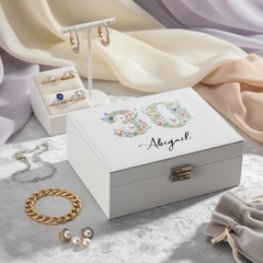 Personalised 30th Birthday Jewellery Box Gift For Her With Butterflies and Flowers