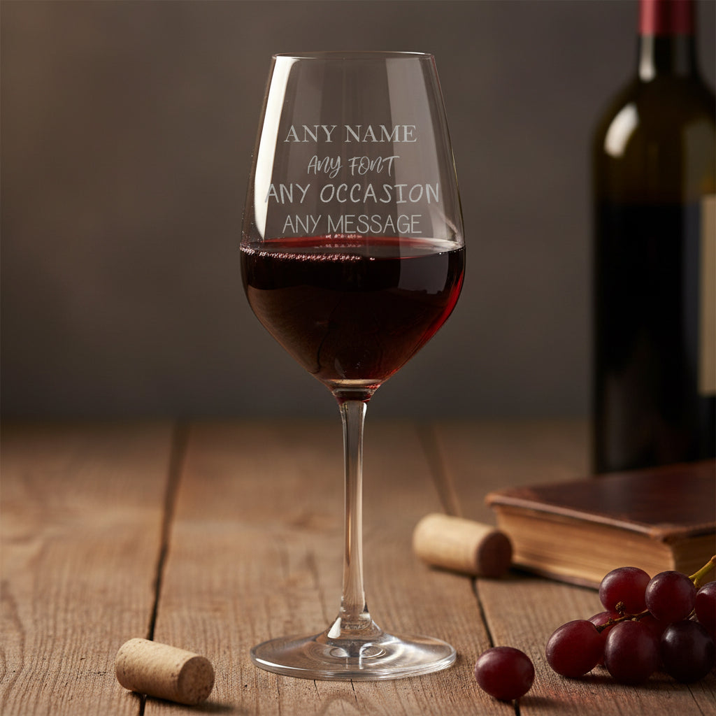 Personalised Wine Glass 350ml Engraved Glass for Women or Men Choice of 30 Fonts Customised Gift, Elegant Stemware Perfect Anniversary Birthday Christmas Retirement Personalised ukgiftstoreonline