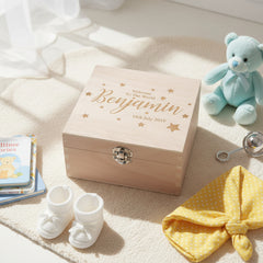 Personalised Baby Engraved Wooden Keepsake Box Gift Welcome to The World