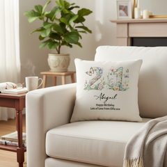 21st Birthday Gift For Her Personalised Cushion With Butterflies and Flowers Personalised Cushion Gifts ukgiftstoreonline
