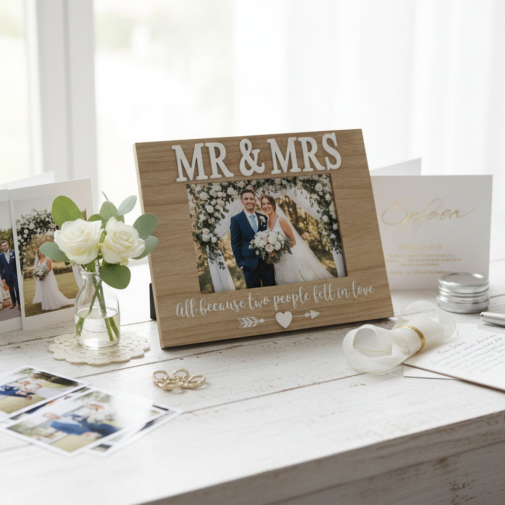 Vintage Style Shabby Chic Mr & Mrs Wedding Photo Frame 7"x5" ukgiftstoreonline