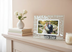 Glass Wedding Photo Frame 4" x 6" With Mirrored Words photo frame ukgiftstoreonline