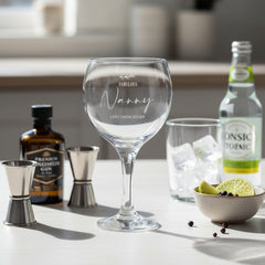 Personalised Nanny Engraved Gin and Tonic Glass with Sentiment Gift Boxed Personalised Gin Glasses ukgiftstoreonline