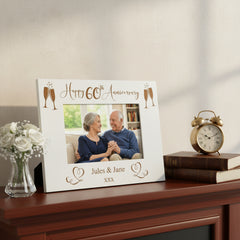 Personalised 60th Anniversary White Wooden Engraved Photo Frame Gift Photo Frame ukgiftstoreonline