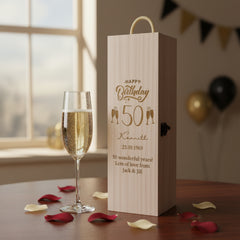 Personalised Birthday Gift Champagne or Wine Bottle Holder Gift 18th, 21st, 30th, 40th, 50th, 60th, 70th, 80th, 90th Personalised Birthday Gift ukgiftstoreonline