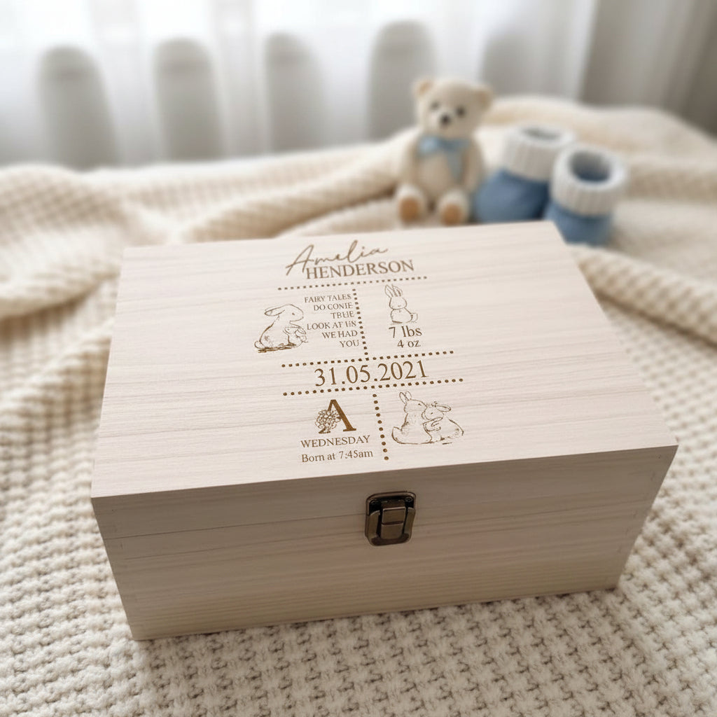 Personalised Baby Rabbit Memories Keepsake Box