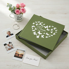 Mum with love Olive Green Photo Album Gift With Butterflies 50 x 6" x 4" Photos Mum Photo Album ukgiftstoreonline