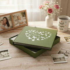 Mum with love Olive Green Photo Album Gift With Butterflies 50 x 6" x 4" Photos Mum Photo Album ukgiftstoreonline