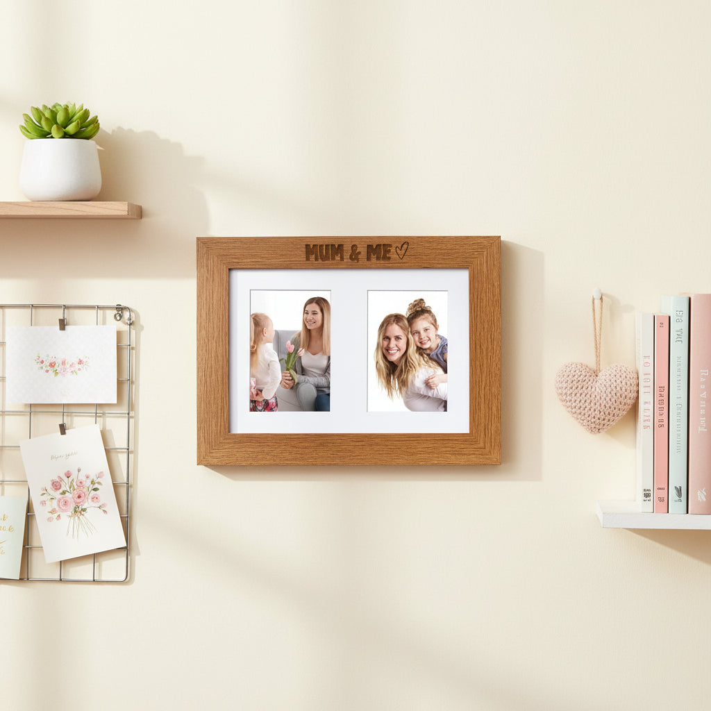 Mum and Me Engraved Wooden Double Photo Picture Frame 6x4 Inch Gift Photo Frame ukgiftstoreonline
