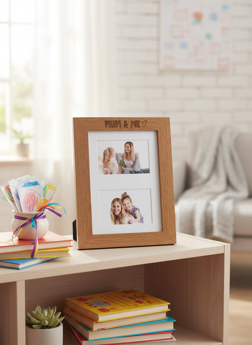 Mum and Me Engraved Wooden Double Photo Picture Frame 6x4 Inch For Mothers Day or Birthdays Photo Frame ukgiftstoreonline