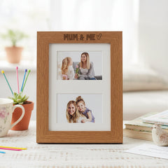 Mum and Me Engraved Wooden Double Photo Picture Frame 6x4 Inch For Mothers Day or Birthdays Photo Frame ukgiftstoreonline