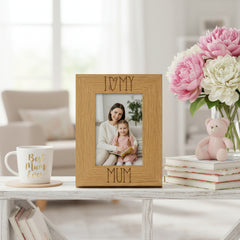 I heart my Mum Engraved photo frame Gift For Mothers Day Birthdays or Christmas Mum Photo Frame ukgiftstoreonline 4 x 6 Inch
